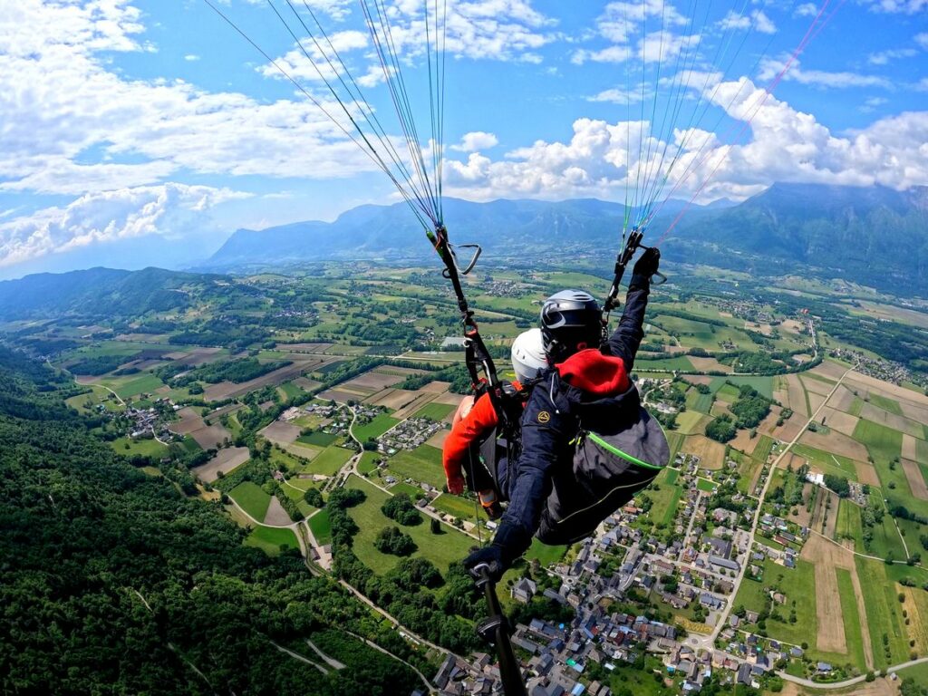 paragliding jump french alps