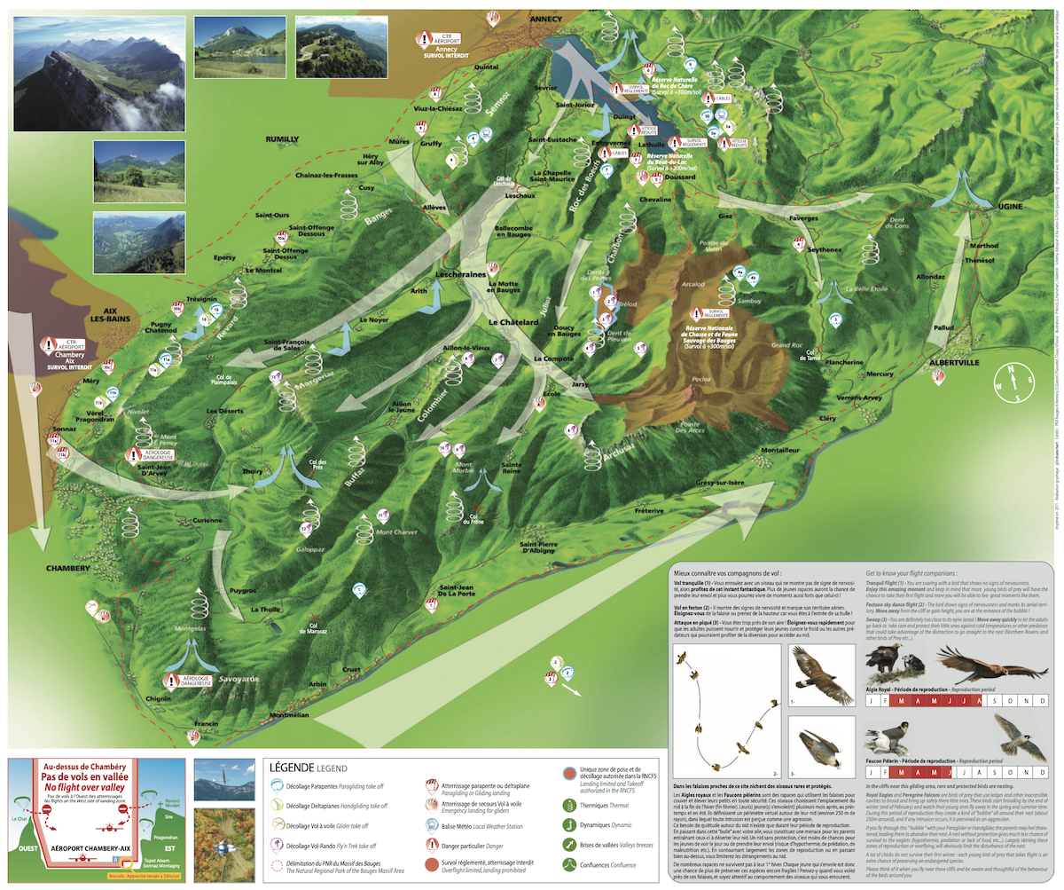 Carte des brises parapente Bauges