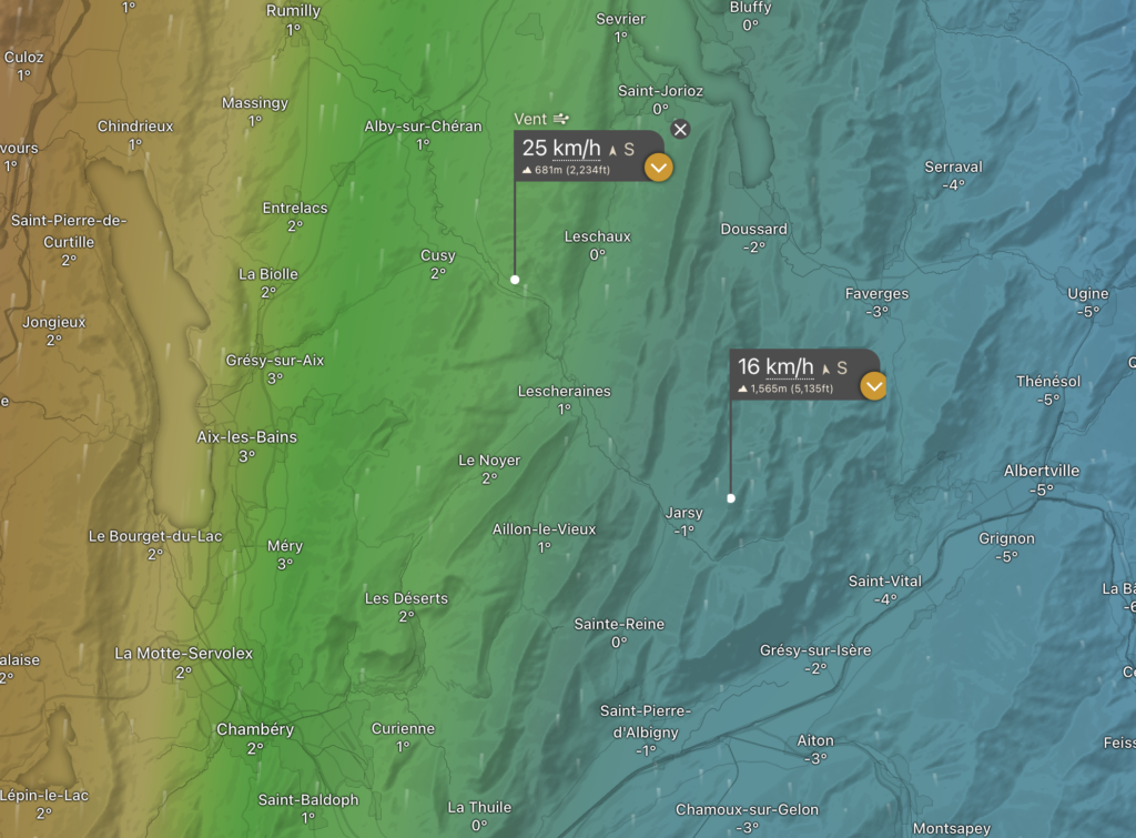 Météo parapente Bauges