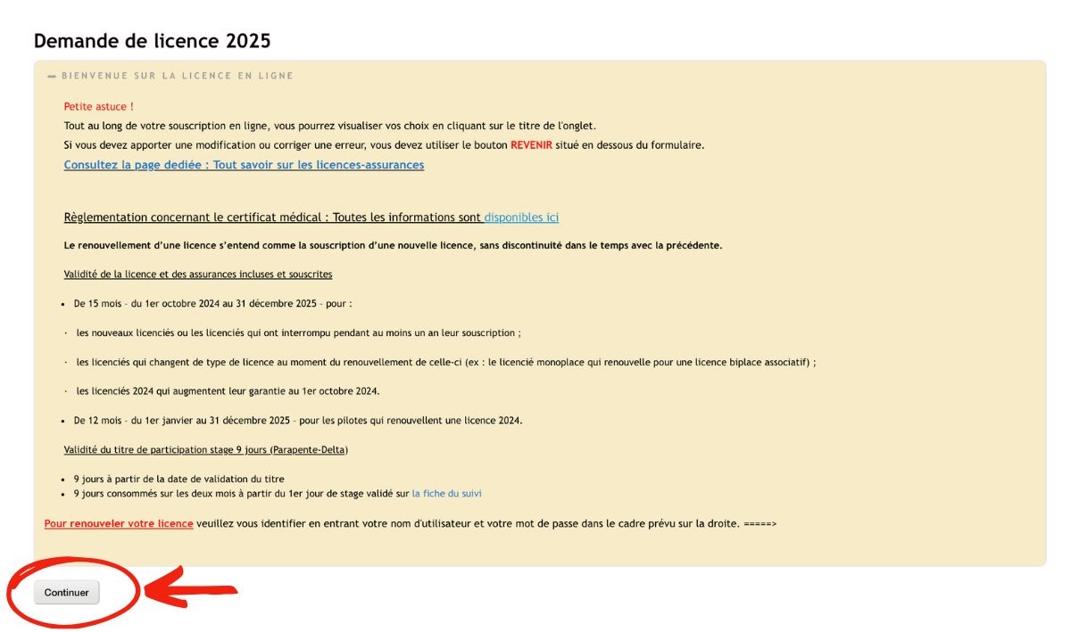 Prendre sa licence FFVL étape 2