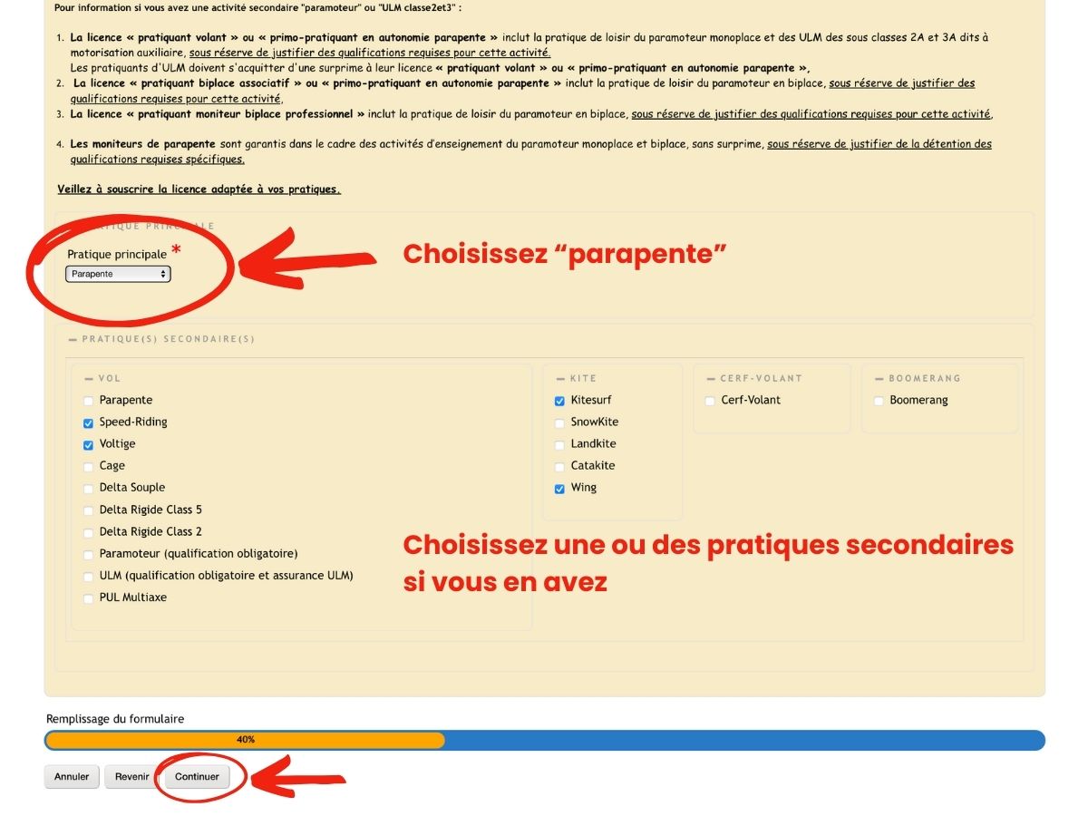 Prendre sa licence FFVL étape 6
