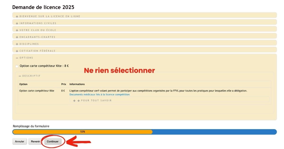 Prendre sa licence FFVL étape 8