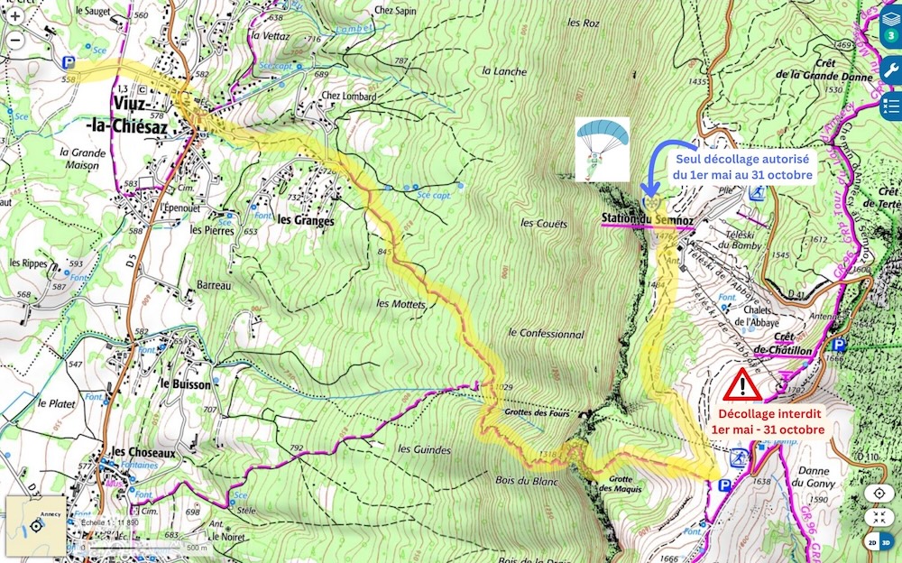 vol rando parapente semnoz