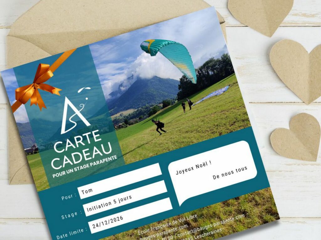 calendrier stages parapente bon cadeau