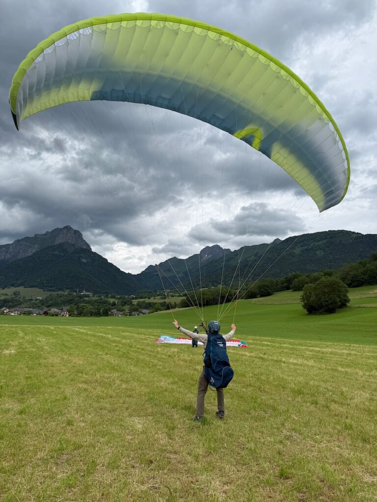 stage parapente initiation gonflage au sol