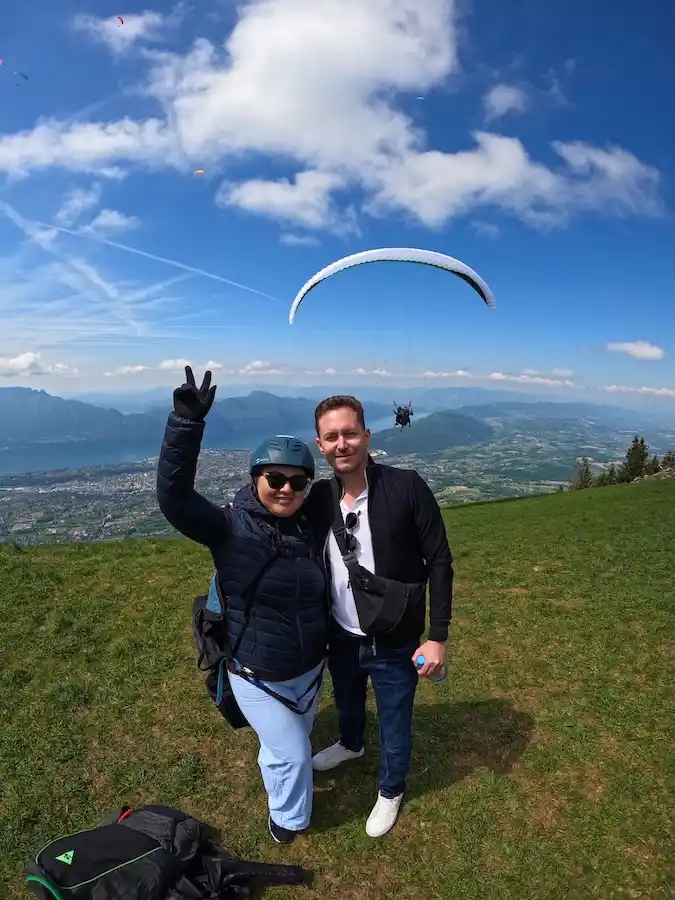 Décollage parapente biplace bevédère du Revard